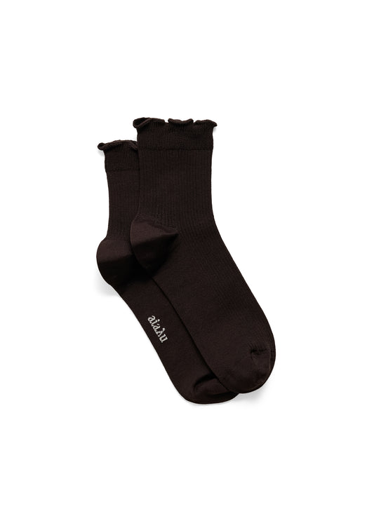 Aiayu Cotton Frill Sock Chocolate