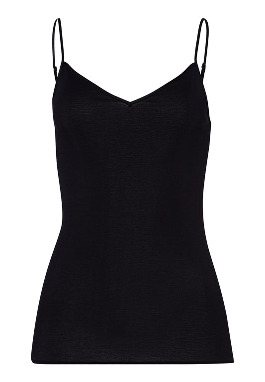 Hanro Cotton Seamless V-neck Black